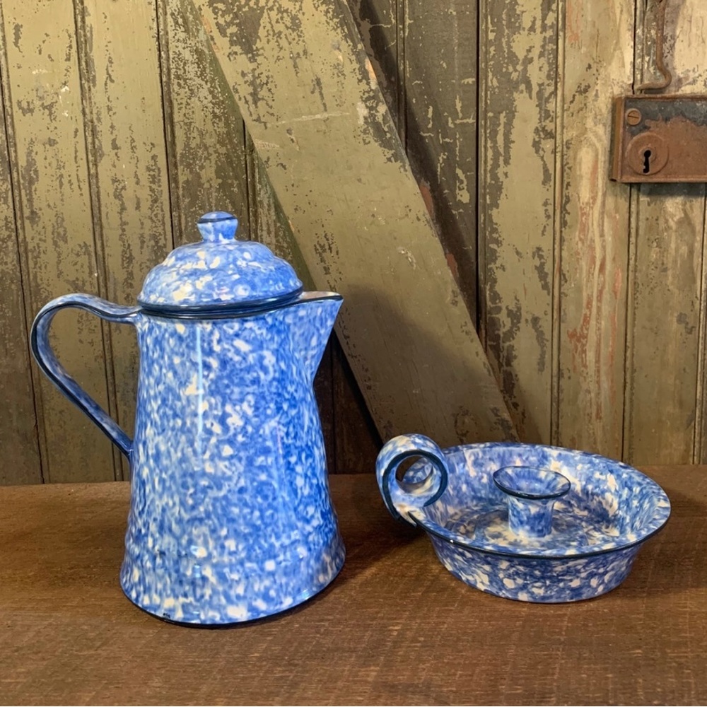 Stangl Coffee Pot and Candle Holder Spongeware